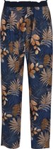 Cassis - Female - Soepele broek met bladprint  - Marineblauw