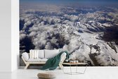 Behang - Fotobehang De Aletschgletsjer in Zwitserland vanuit de lucht - Breedte 525 cm x hoogte 350 cm