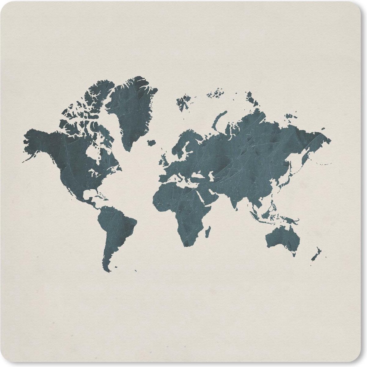 Muismat 30x30 cm - Mousepad Wereldkaart - Marmer print - Blauw - Muismatten