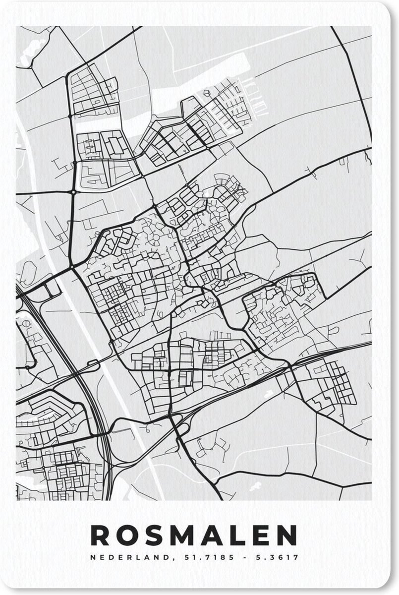 Muismat - Mousepad - Stadskaart - Rosmalen - Grijs - Wit - 40x60 cm - Muismatten