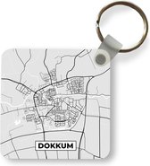 Sleutelhanger - Uitdeelcadeautjes - Stadskaart - Dokkum - Grijs - Wit - Plastic