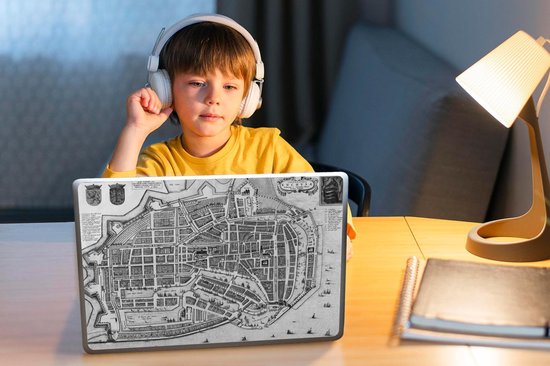 Sticker pour ordinateur portable - 11,6 pouces - Plan de la ville - Enkhuizen - Zwart Wit