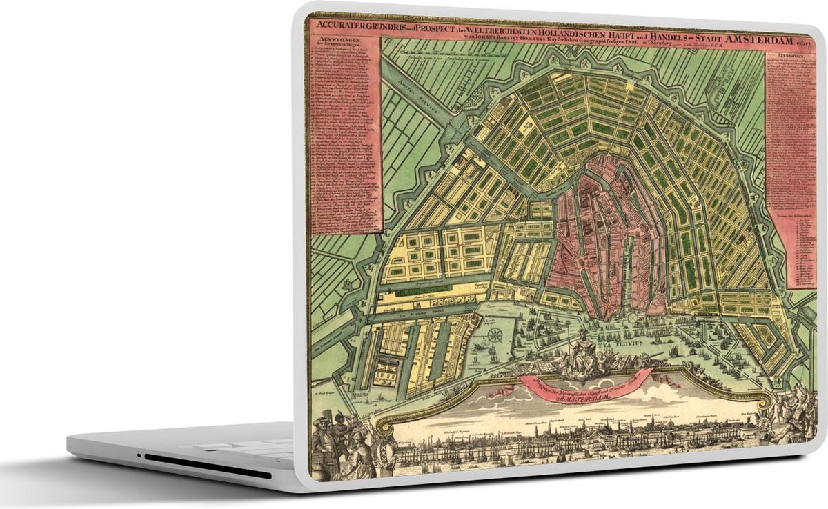 Laptop sticker - 10.1 inch - Plattegrond - Amsterdam - Nederland - 25x18cm - Laptopstickers - Laptop skin - Cover - Stadskaart