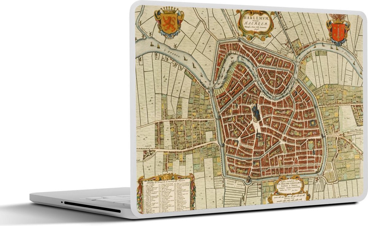 Laptop sticker - 13.3 inch - Stadskaart - Vintage - Haarlem - 31x22,5cm - Laptopstickers - Laptop skin - Cover