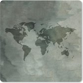 Muismat Klein - Wereldkaart - Grijs - Simpel - 20x20 cm