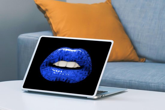 Sticker pour ordinateur portable - 13,3 pouces - Lèvres - Argent - Blauw