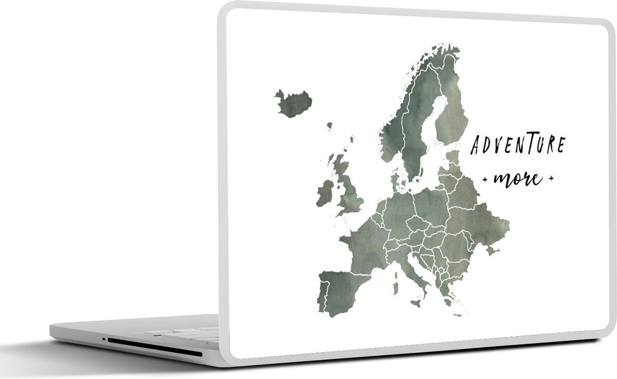 Laptop sticker - 17.3 inch - Kaart Europa - Quotes - Aquarelverf - 40x30cm - Laptopstickers - Laptop skin - Cover