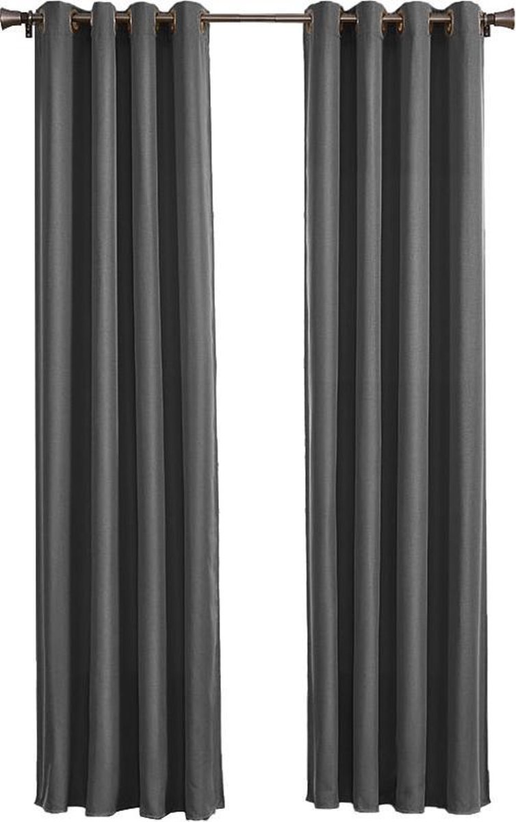 Larson - Luxe hotel blackout gordijn - met ringen - 1.5m x 2.5m - Donkergrijs