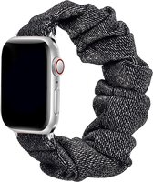 Scrunchie bandje compatibel met Apple Watch 49/45/44/42 mm, Gilver/Zilver/Zwart, polsmaat S/M