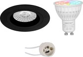 Mi-Light MiBoxer - LED Spot Set GU10 - Smart LED - Wifi LED - Slimme LED - 4W - RGB+CCT - Aanpasbare Kleur - Dimbaar - Primux Rodos Pro - Inbouw Rond - Mat Zwart - Ø93mm