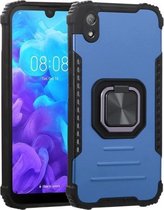 Voor Huawei Y5 (2019) Fierce Warrior-serie Armor All-inclusive schokbestendig aluminium + TPU-beschermhoes met ringhouder (blauw)