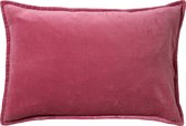 Dutch Decor FAY - Sierkussen 40x60 cm - velvet met 2 kleuren - Red Plum + Heather Rose - roze - Inclusief binnenkussen