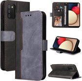 Voor Samsung Galaxy A02s US Versie Zakelijke Stiksels-Kleur Horizontale Flip PU Lederen Case met Houder & Kaartsleuven & Fotolijst (Grijs)