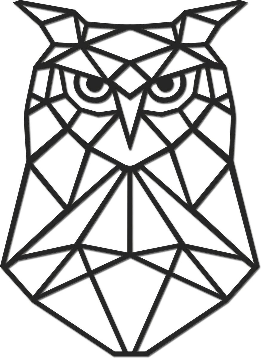 Hout-Kado - Uil-2 - Large - Zwart - Geometrische dieren en vormen - Hout - Lasergesneden- Wanddecoratie