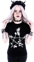Restyle Dames Tshirt -M- Rose pentagram Zwart