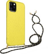 Hoesje Met Koord voor Apple iPhone 12 Pro Max - TPU Case - Siliconen Back Cover - Geel