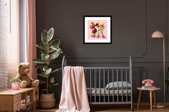 Photo encadrée - Légumes non encore cuits Cadre photo noir avec passe-partout blanc 40x40 40x40 cm - Affiche encadrée (Décoration murale salon / chambre)