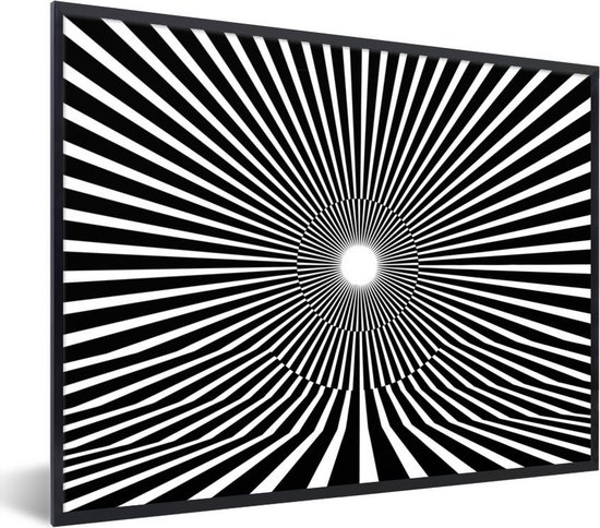 Photo encadrée - Cadre photo illusion d'optique rayons de soleil noir sans passe-partout 40x30 cm - Affiche encadrée (Décoration murale salon / chambre)