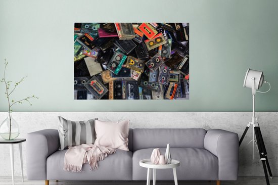 Pile de cassettes poster papier 180x120 cm - Tirage photo sur Poster (décoration murale salon / chambre) XXL / Groot format!