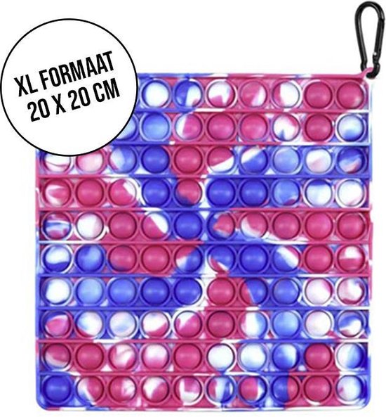 Pop it XL fidget toy - Mega groot formaat - Roze Blauw marmer | bol.com