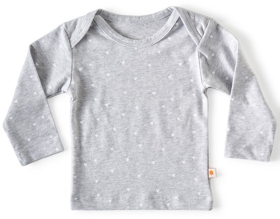 Little Label - bébé - T-shirt - gris, coeurs blancs - taille 62 - coton bio