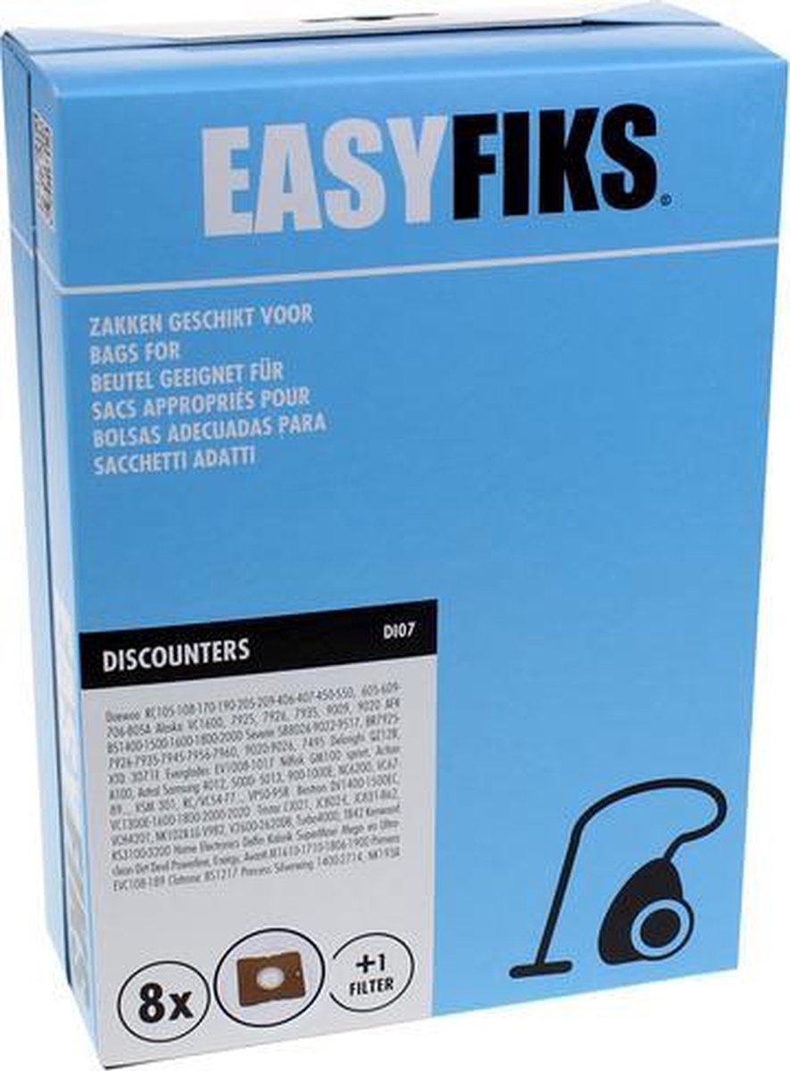 Easyfiks DI07 stofzuigerzakken geschikt voor Samsung - 8 stuks + 1 filter - SC5670 - SC6170 - VP 78M - VP78M