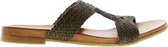 Tango | Mila 517-d khaki leather braided slippers - cognac sole | Maat: 42