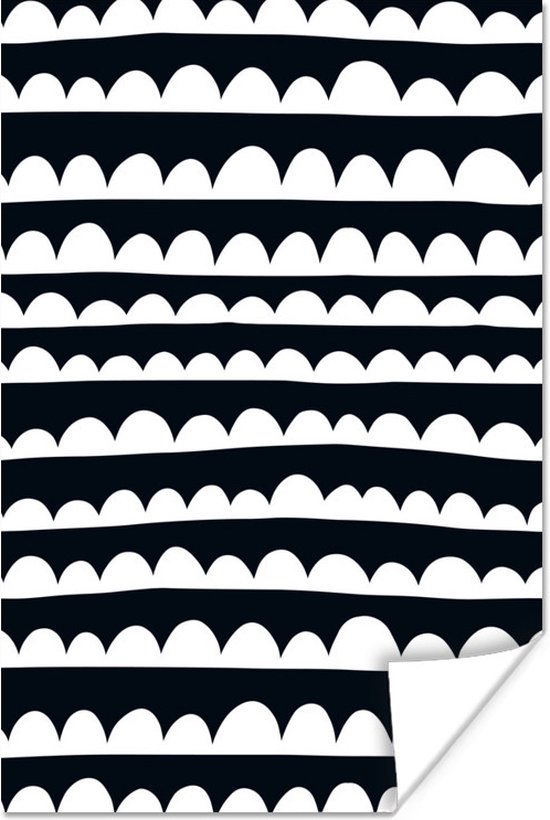 Motif pour enfants avec des lignes avec des demi-cercles en noir et blanc 20x30 cm - petit
