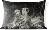 Buitenkussens - Tuin - Twee tijgers in zwart/wit - 60x40 cm