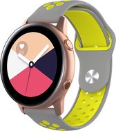 Siliconen Smartwatch bandje - Geschikt voor  Samsung Galaxy Watch Active sport band - grijs geel - Horlogeband / Polsband / Armband