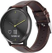 Leer Smartwatch bandje - Geschikt voor  Garmin Vivomove HR leren bandje - donkerbruin - Horlogeband / Polsband / Armband