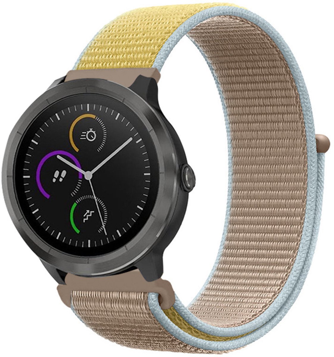 Strap-it Smartwatch bandje nylon - geschikt voor Garmin Vivoactive 4 45mm / Garmin Venu 2 - camel