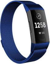 Milanees Smartwatch bandje - Geschikt voor  Fitbit Charge 4 Milanese band - blauw - Maat: S - Horlogeband / Polsband / Armband