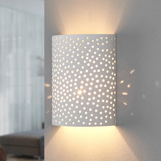 Lindby - LED plafondlamp - 1licht - gips, metaal - H: 23 cm - E14 - wit