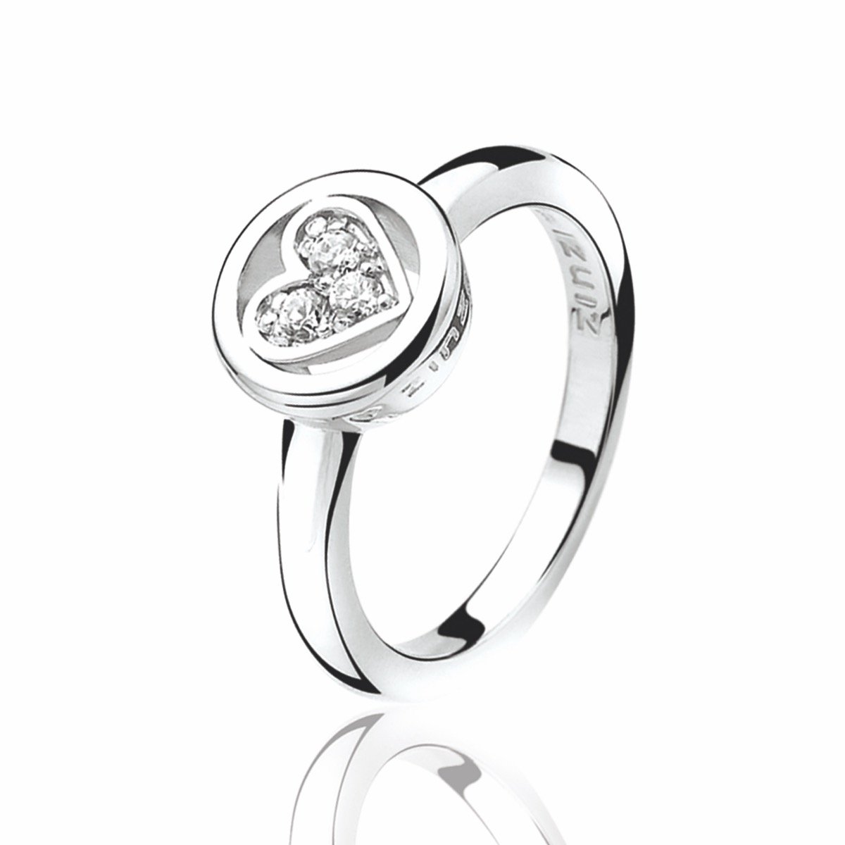 ZINZI zilveren ring hart wit LOVER3