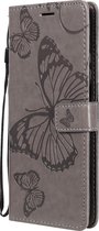 Xiaomi Mi 10T Pro Hoesje - Mobigear - Butterfly Serie - Kunstlederen Bookcase - Grijs - Hoesje Geschikt Voor Xiaomi Mi 10T Pro