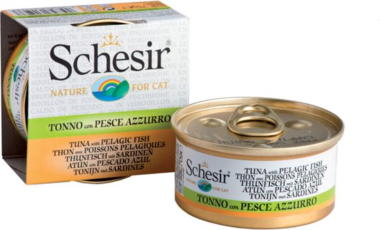 14x Schesir Kattenvoer Gekookte Tonijn en Sardines 70 gr