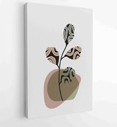 Botanical watercolor wall art vector set. Earth tone boho foliage line art drawing with abstract shape 2 - Moderne schilderijen – Vertical – 1901708014 - 115*75 Vertical