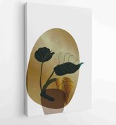 Botanical and gold abstract wall arts vector collection. 1 - Moderne schilderijen – Vertical – 1877885839 - 50*40 Vertical