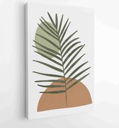 Botanical wall art vector set. Golden foliage line art drawing with watercolor 3 - Moderne schilderijen – Vertical – 1903166947 - 115*75 Vertical