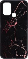 Shop4 - Oppo A53 Hoesje - Harde Back Case Marmer Zwart