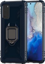 Samsung Galaxy S20 Plus Hoesje - Mobigear - Armor Ring Serie - Hard Kunststof Backcover - Blauw - Hoesje Geschikt Voor Samsung Galaxy S20 Plus