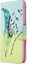 Huawei P40 Lite Hoesje - Mobigear - Design Serie - Kunstlederen Bookcase - Feather - Hoesje Geschikt Voor Huawei P40 Lite