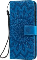 Motorola Moto G8 Plus Hoesje - Mobigear - Mandala Serie - Kunstlederen Bookcase - Blauw - Hoesje Geschikt Voor Motorola Moto G8 Plus