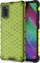 Samsung Galaxy A41 Hoesje - Mobigear - Honeycomb Serie - Hard Kunststof Backcover - Groen - Hoesje Geschikt Voor Samsung Galaxy A41