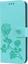 Huawei Mate 20 Pro Hoesje - Mobigear - Flowers Serie - Kunstlederen Bookcase - Turquoise - Hoesje Geschikt Voor Huawei Mate 20 Pro