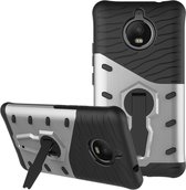 Mobigear Grip Stand Hardcase Hoesje - Geschikt voor Motorola Moto E4 Plus - Zilver