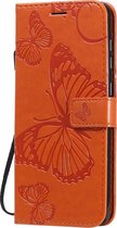 Samsung Galaxy A21s Hoesje - Mobigear - Butterfly Serie - Kunstlederen Bookcase - Oranje - Hoesje Geschikt Voor Samsung Galaxy A21s