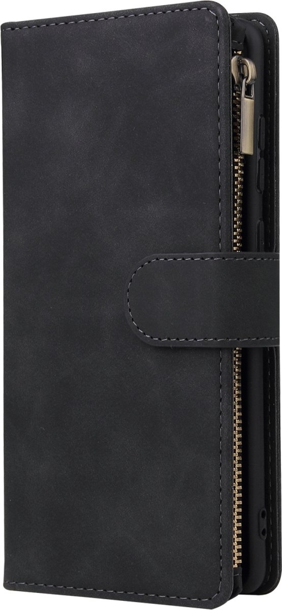 Mobigear Telefoonhoesje geschikt voor Samsung Galaxy Note 10 Lite Hoesje | Mobigear Zipper Bookcase Portemonnee | Pasjeshouder voor 6 Pasjes | Telefoonhoesje voor Pinpas / OV Kaart / Rijbewijs - Zwart