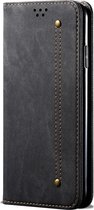 Huawei P Smart (2020) Hoesje - Mobigear - Denim Slim Serie - Kunstlederen Bookcase - Zwart - Hoesje Geschikt Voor Huawei P Smart (2020)